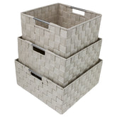 3-Piece Double Woven Basket Bin Set - Sorbus Home
